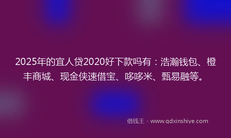 2025年的宜人贷2020好下款吗有：浩瀚钱包、橙丰商城、现金侠速借宝、哆哆米、甄易融等。