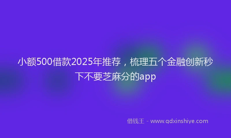 小额500借款2025年推荐,梳理五个金融创新秒下不要芝麻分的app