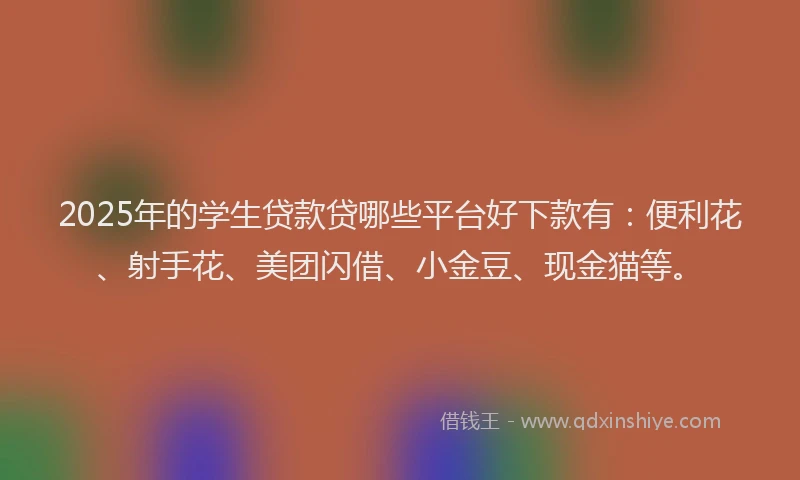 2025年的学生贷款贷哪些平台好下款有：便利花、射手花、美团闪借、小金豆、现金猫等。