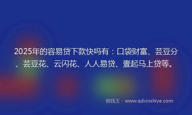 2025年的容易贷下款快吗有：口袋财富、芸豆分、芸豆花、云闪花、人人易贷、壹起马上贷等。