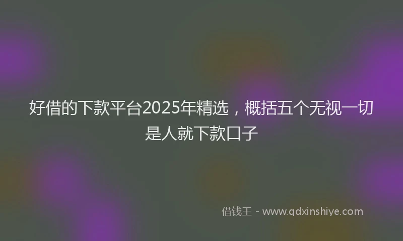 好借的下款平台2025年精选，概括五个无视一切是人就下款口子