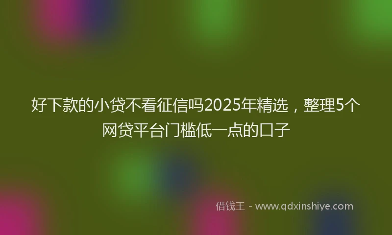 好下款的小贷不看征信吗2025年精选，整理5个网贷平台门槛低一点的口子