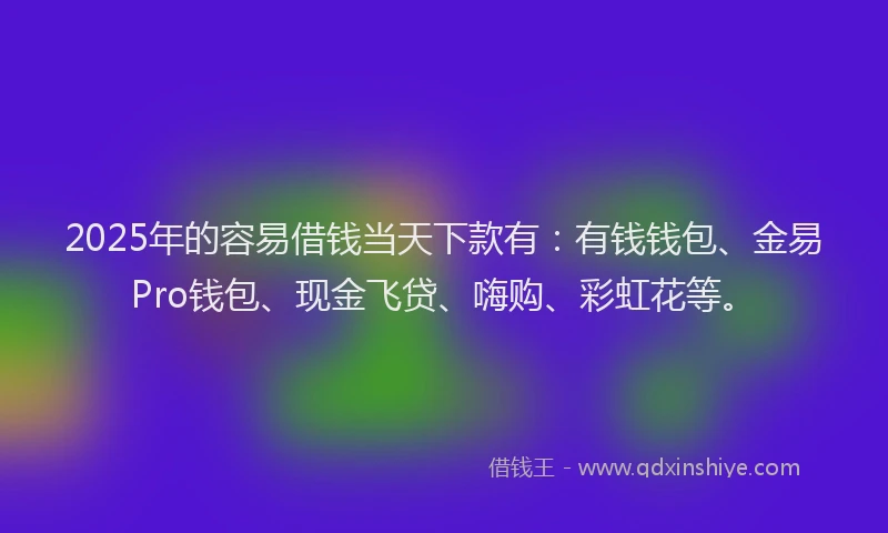 2025年的容易借钱当天下款有：有钱钱包、金易Pro钱包、现金飞贷、嗨购、彩虹花等。