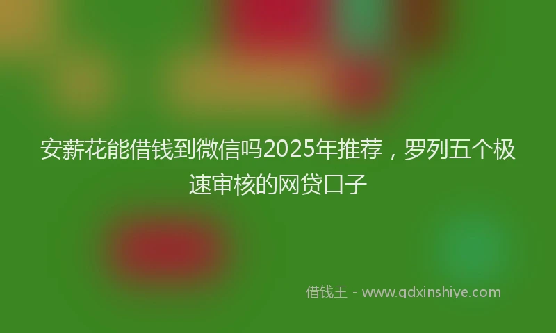 安薪花能借钱到微信吗2025年推荐，罗列五个极速审核的网贷口子
