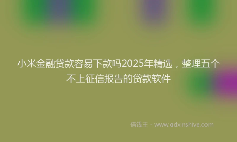 小米金融贷款容易下款吗2025年精选，整理五个不上征信报告的贷款软件
