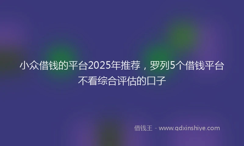 小众借钱的平台2025年推荐，罗列5个借钱平台不看综合评估的口子