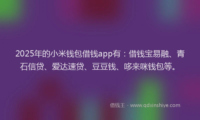 2025年的小米钱包借钱app有：借钱宝易融、青石信贷、爱达速贷、豆豆钱、哆来咪钱包等。