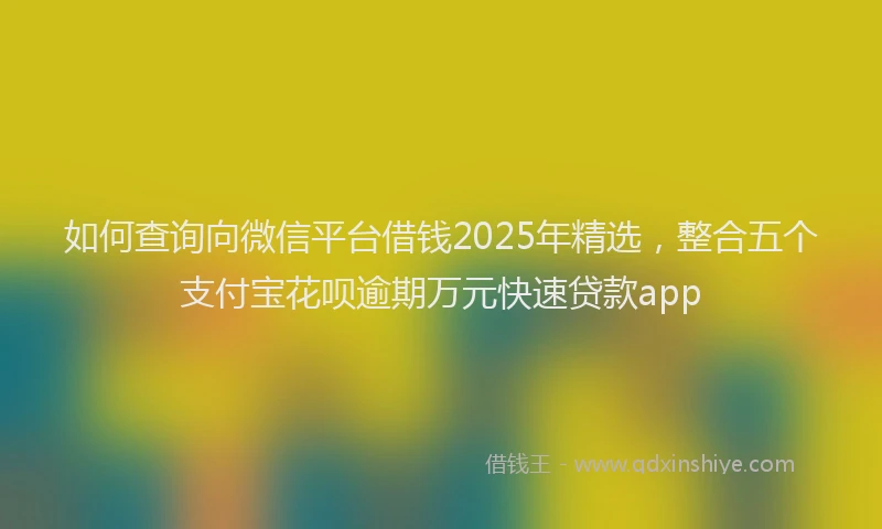 如何查询向微信平台借钱2025年精选，整合五个支付宝花呗逾期万元快速贷款app
