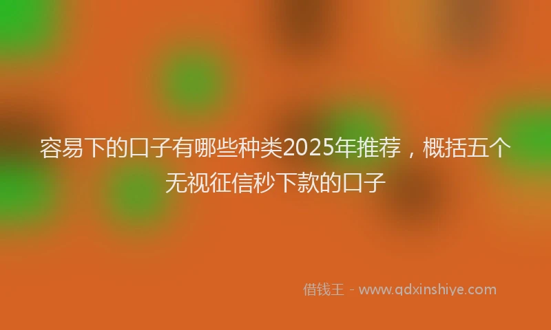 容易下的口子有哪些种类2025年推荐，概括五个无视征信秒下款的口子