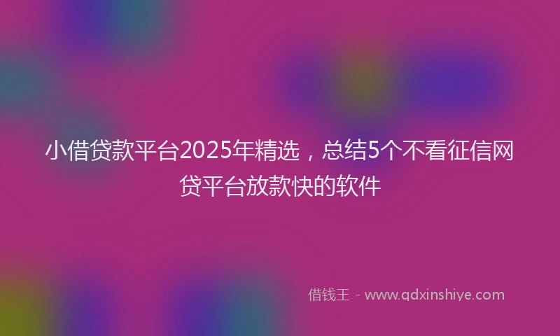 小借贷款平台2025年精选，总结5个不看征信网贷平台放款快的软件