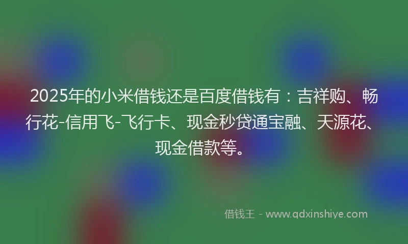 2025年的小米借钱还是百度借钱有：吉祥购、畅行花-信用飞-飞行卡、现金秒贷通宝融、天源花、现金借款等。