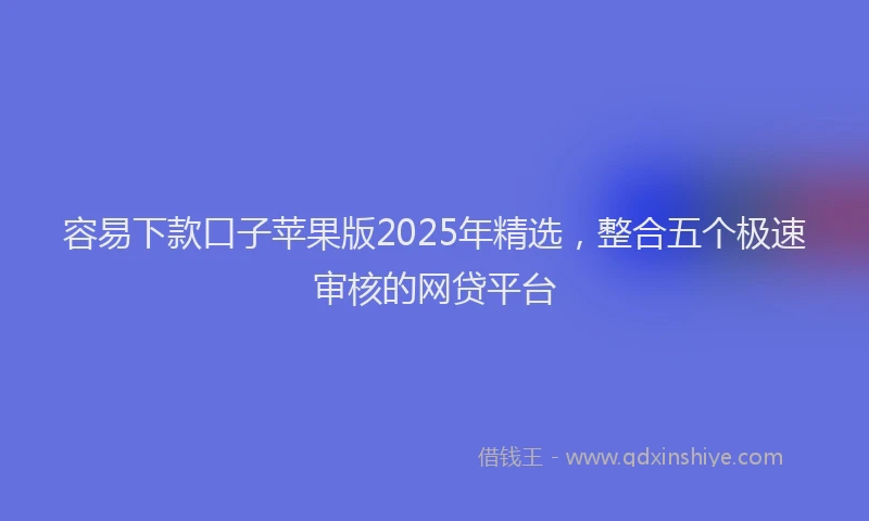 容易下款口子苹果版2025年精选，整合五个极速审核的网贷平台