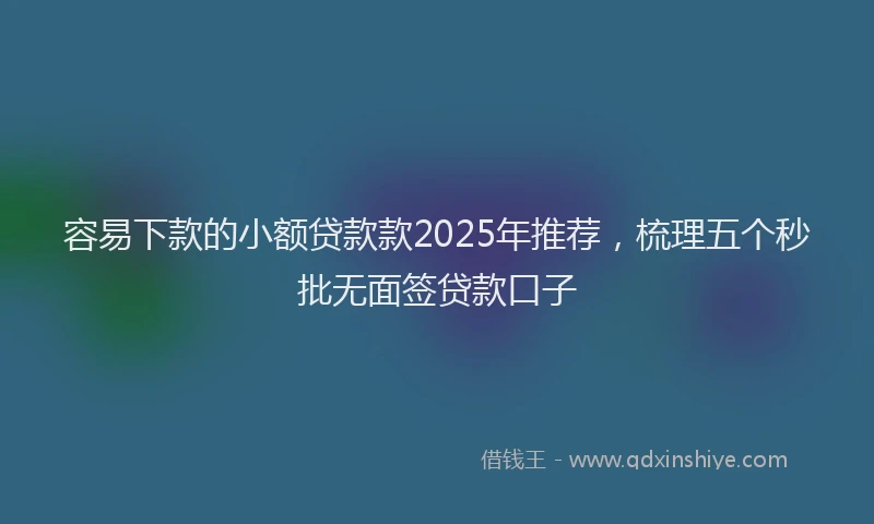 容易下款的小额贷款款2025年推荐，梳理五个秒批无面签贷款口子