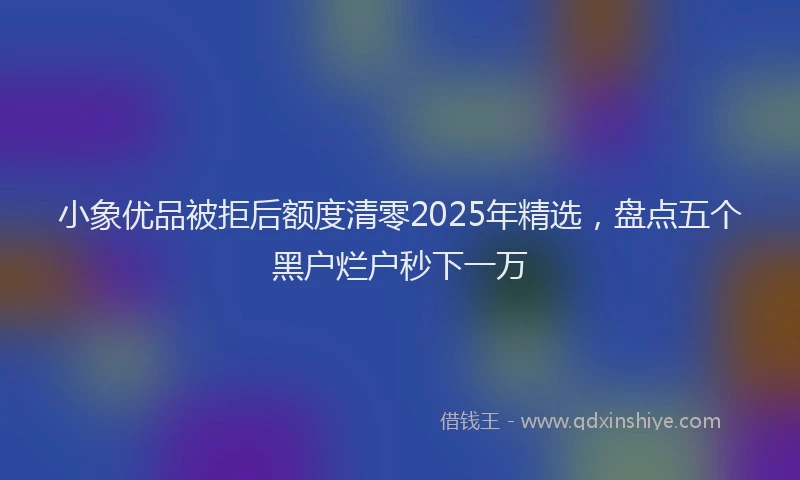 小象优品被拒后额度清零2025年精选，盘点五个黑户烂户秒下一万