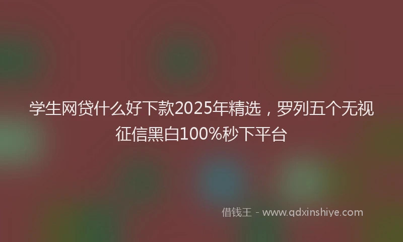 学生网贷什么好下款2025年精选，罗列五个无视征信黑白100%秒下平台
