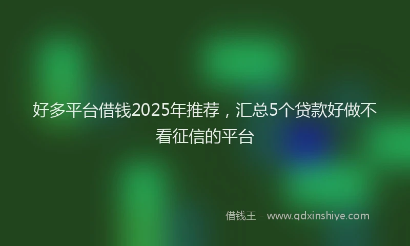 好多平台借钱2025年推荐，汇总5个贷款好做不看征信的平台