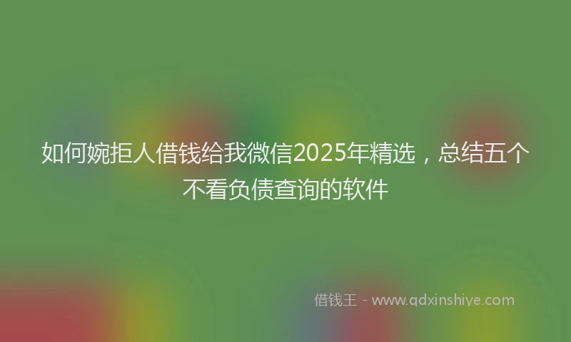 如何婉拒人借钱给我微信2025年精选，总结五个不看负债查询的软件