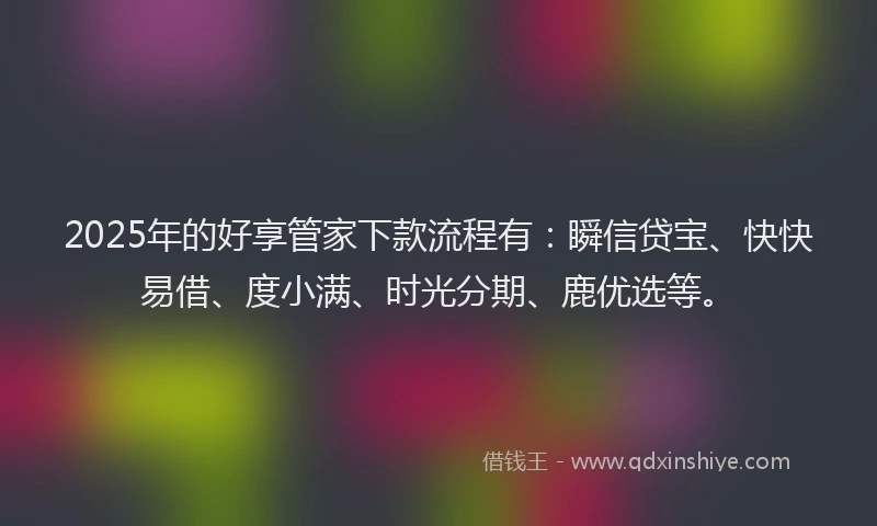 2025年的好享管家下款流程有：瞬信贷宝、快快易借、度小满、时光分期、鹿优选等。