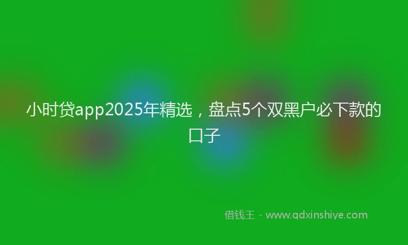 小时贷app2025年精选，盘点5个双黑户必下款的口子