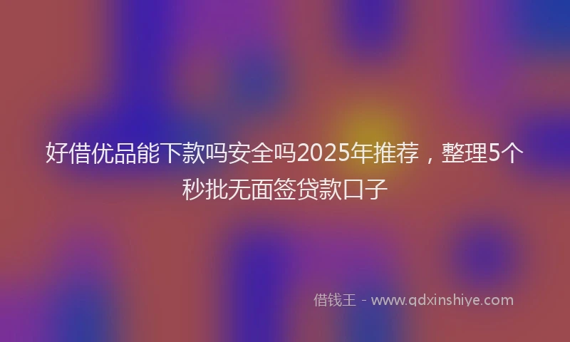 好借优品能下款吗安全吗2025年推荐，整理5个秒批无面签贷款口子
