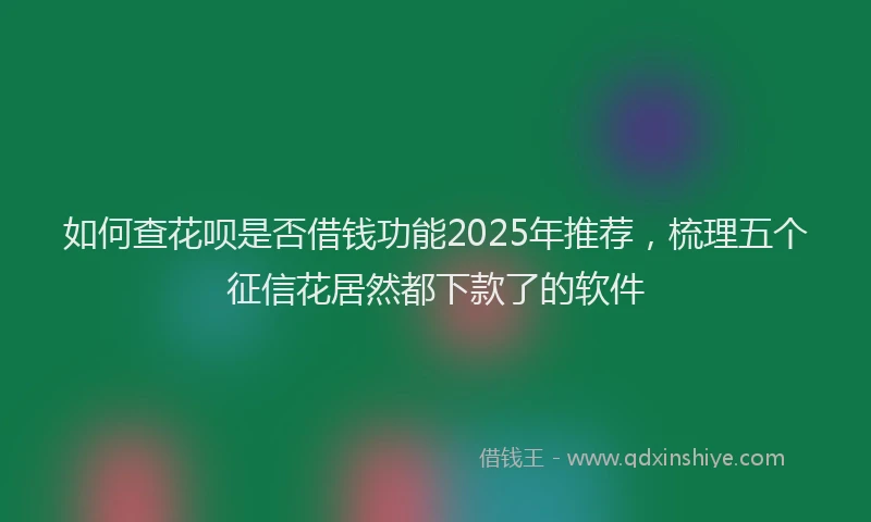如何查花呗是否借钱功能2025年推荐，梳理五个征信花居然都下款了的软件