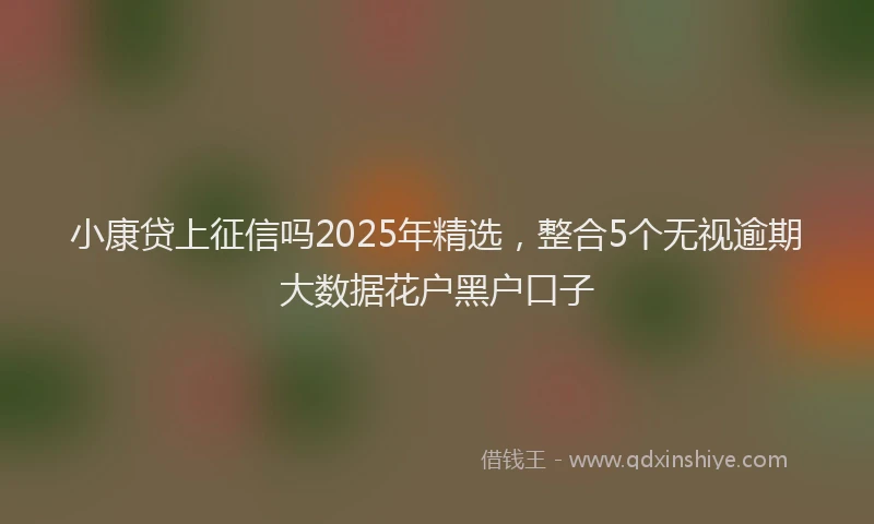 小康贷上征信吗2025年精选，整合5个无视逾期大数据花户黑户口子