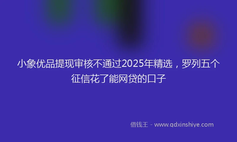 小象优品提现审核不通过2025年精选，罗列五个征信花了能网贷的口子