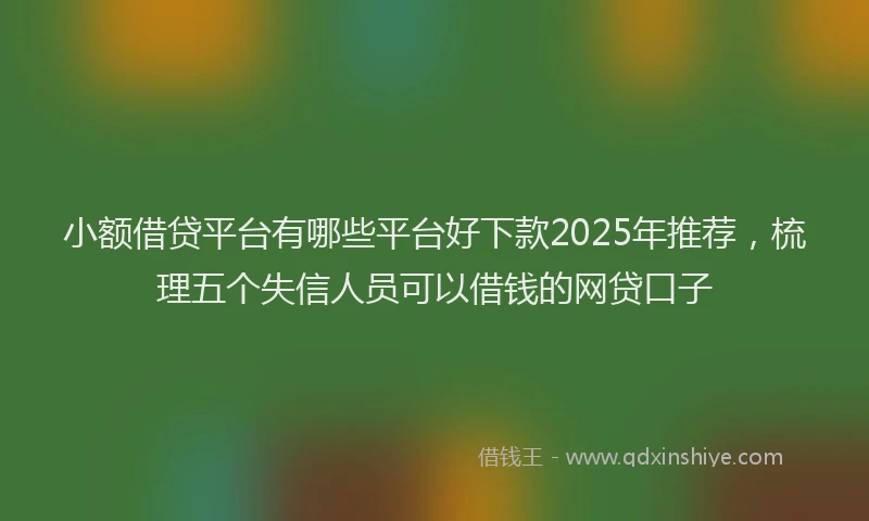 小额借贷平台有哪些平台好下款2025年推荐，梳理五个失信人员可以借钱的网贷口子