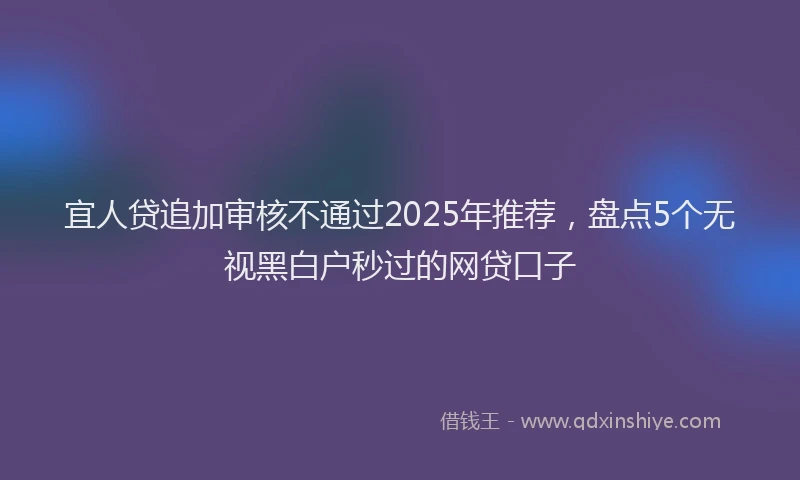 宜人贷追加审核不通过2025年推荐，盘点5个无视黑白户秒过的网贷口子