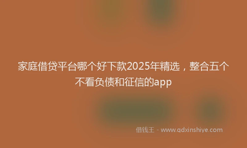 家庭借贷平台哪个好下款2025年精选，整合五个不看负债和征信的app
