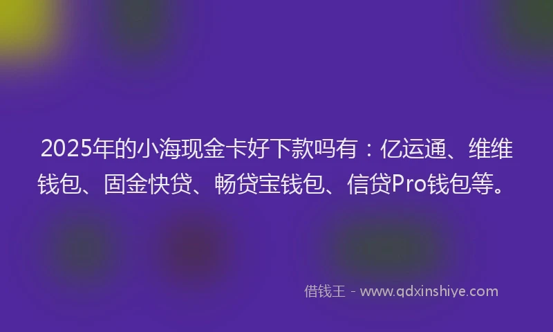 2025年的小海现金卡好下款吗有：亿运通、维维钱包、固金快贷、畅贷宝钱包、信贷Pro钱包等。