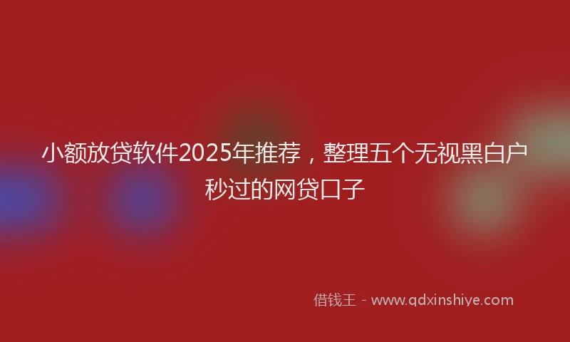 小额放贷软件2025年推荐，整理五个无视黑白户秒过的网贷口子