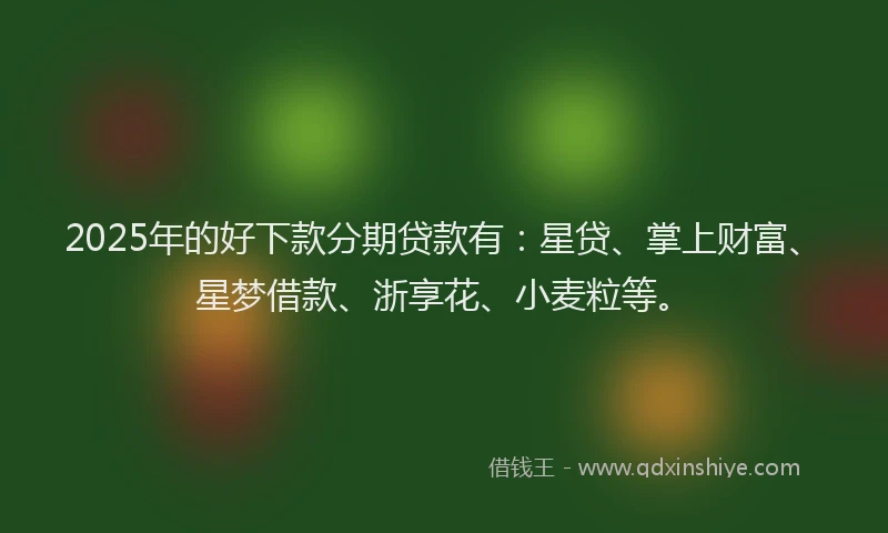2025年的好下款分期贷款有：星贷、掌上财富、星梦借款、浙享花、小麦粒等。