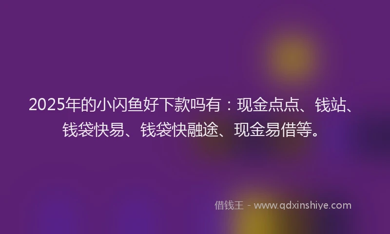 2025年的小闪鱼好下款吗有：现金点点、钱站、钱袋快易、钱袋快融途、现金易借等。