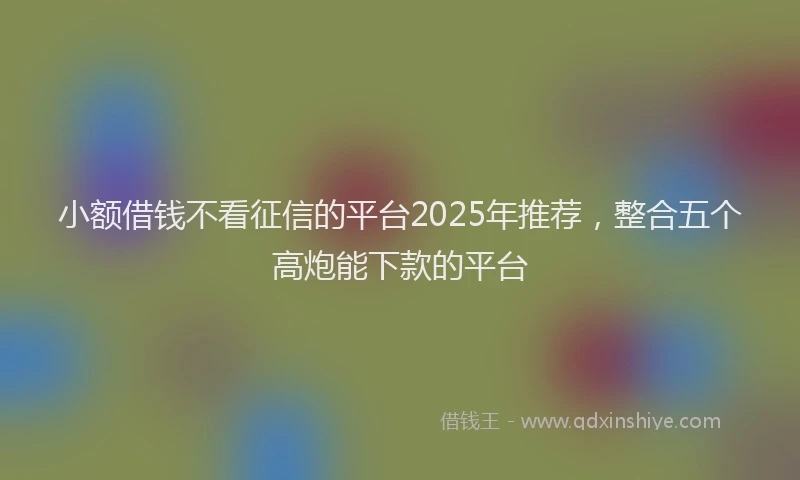 小额借钱不看征信的平台2025年推荐，整合五个高炮能下款的平台