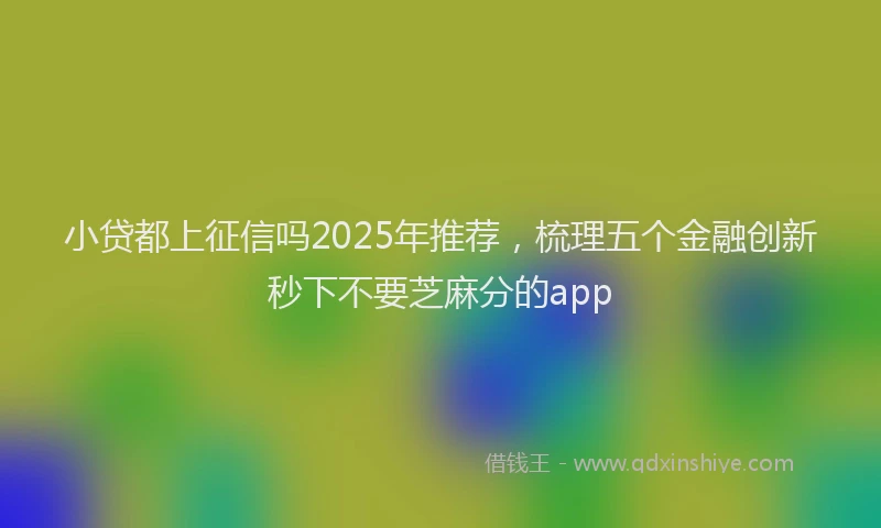 小贷都上征信吗2025年推荐，梳理五个金融创新秒下不要芝麻分的app