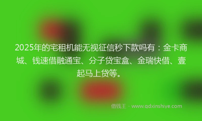 2025年的宅租机能无视征信秒下款吗有：金卡商城、钱速借融通宝、分子贷宝盒、金瑞快借、壹起马上贷等。