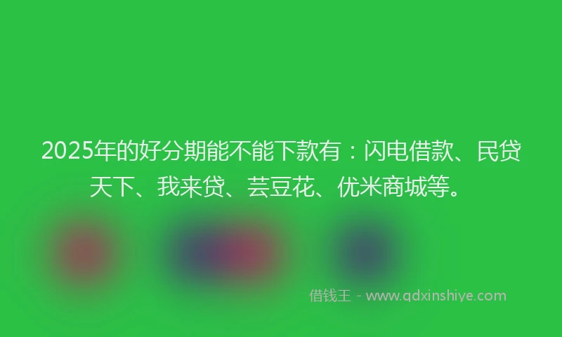 2025年的好分期能不能下款有：闪电借款、民贷天下、我来贷、芸豆花、优米商城等。