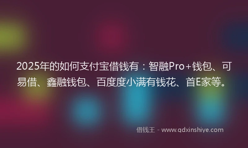 2025年的如何支付宝借钱有：智融Pro+钱包、可易借、鑫融钱包、百度度小满有钱花、首E家等。