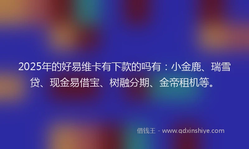 2025年的好易维卡有下款的吗有：小金鹿、瑞雪贷、现金易借宝、树融分期、金帝租机等。