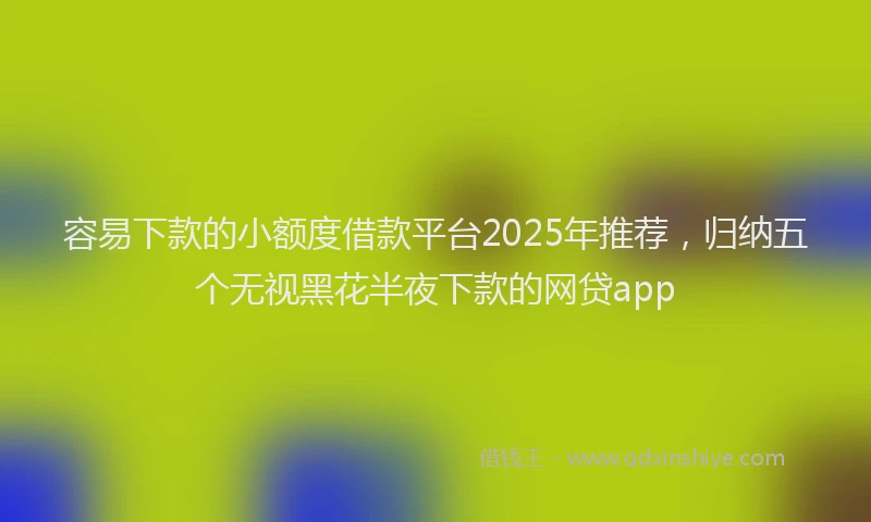 容易下款的小额度借款平台2025年推荐，归纳五个无视黑花半夜下款的网贷app