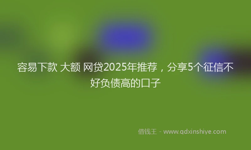 容易下款 大额 网贷2025年推荐，分享5个征信不好负债高的口子