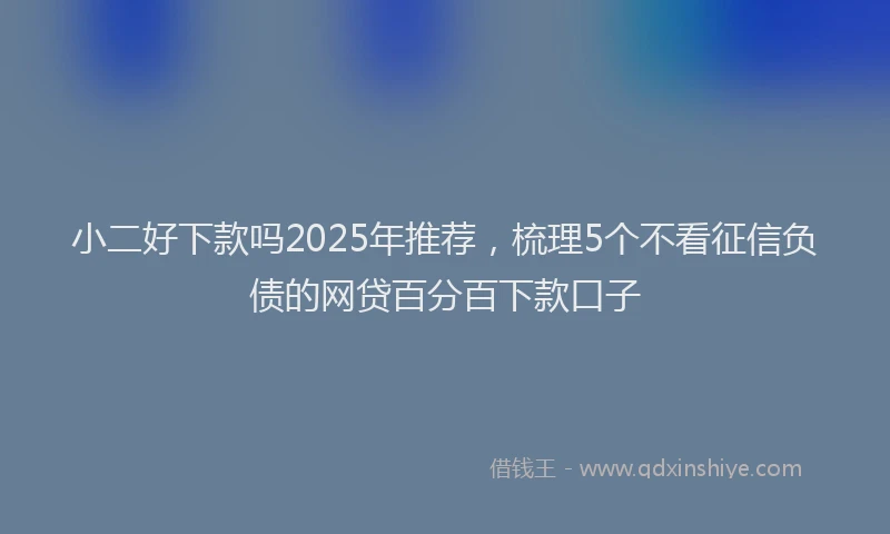 小二好下款吗2025年推荐，梳理5个不看征信负债的网贷百分百下款口子