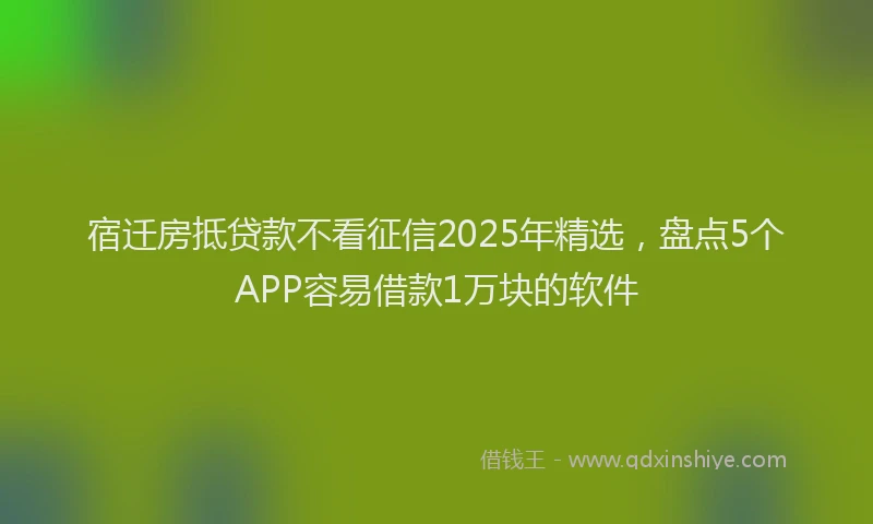 宿迁房抵贷款不看征信2025年精选，盘点5个APP容易借款1万块的软件