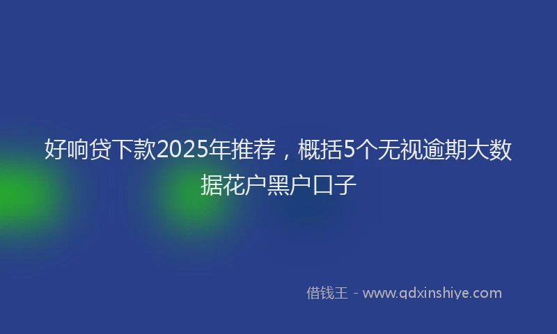 好响贷下款2025年推荐，概括5个无视逾期大数据花户黑户口子