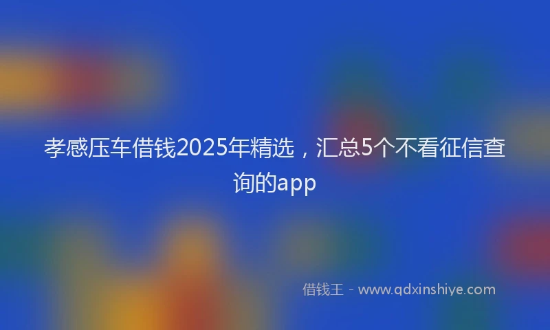 孝感压车借钱2025年精选，汇总5个不看征信查询的app