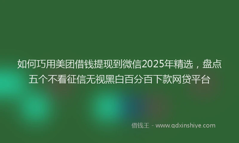 如何巧用美团借钱提现到微信2025年精选，盘点五个不看征信无视黑白百分百下款网贷平台