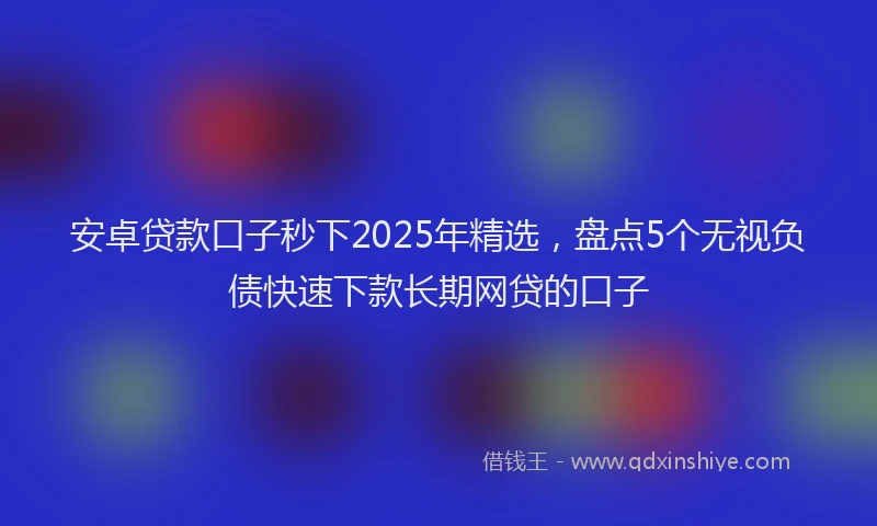 安卓贷款口子秒下2025年精选，盘点5个无视负债快速下款长期网贷的口子