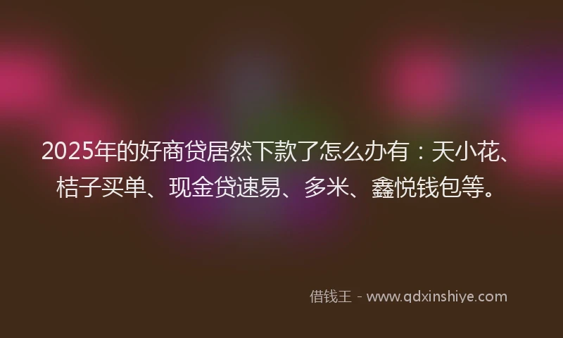 2025年的好商贷居然下款了怎么办有：天小花、桔子买单、现金贷速易、多米、鑫悦钱包等。