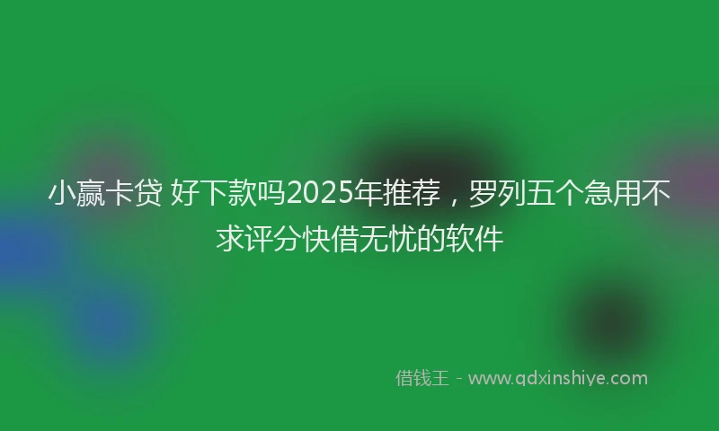 小赢卡贷 好下款吗2025年推荐，罗列五个急用不求评分快借无忧的软件